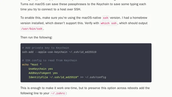macOS can remember SSH passphrases