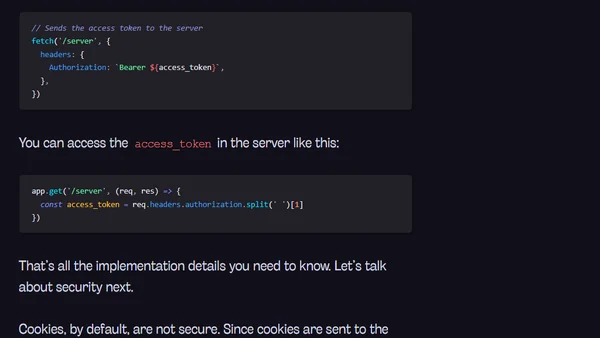 Using Cookies vs Local Storage for storing access tokens