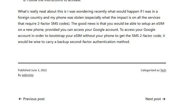 Transferring a Google Fi eSIM on iOS