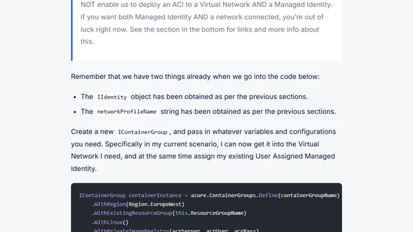 Programmatically create Azure Container Instances in an existing Virtual Network