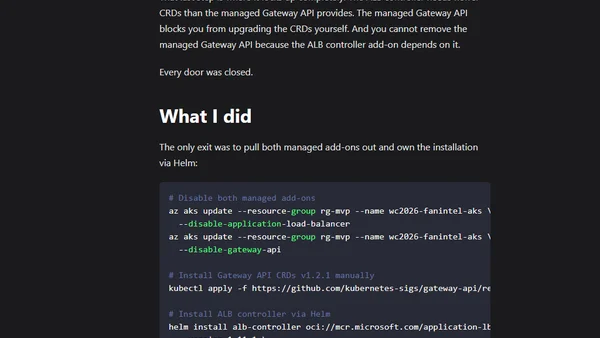 AKS managed Gateway API blocks the ALB controller