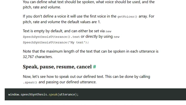 Read out loud - Text to speech with the Web Speech API.