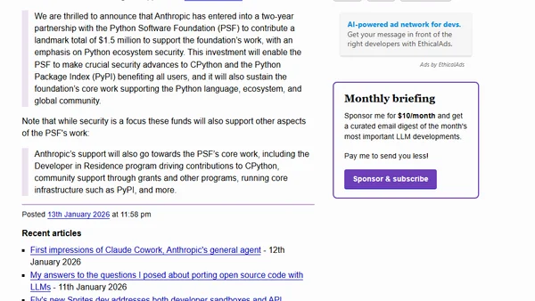 Anthropic invests $1.5 million in the Python Software Foundation and open source security