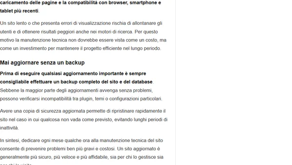 Ogni quanto bisogna aggiornare un sito web?