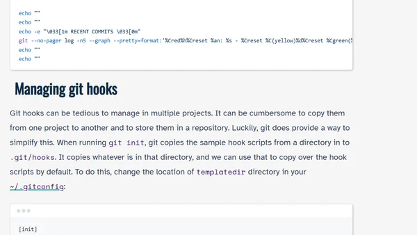 Git: Managing hooks