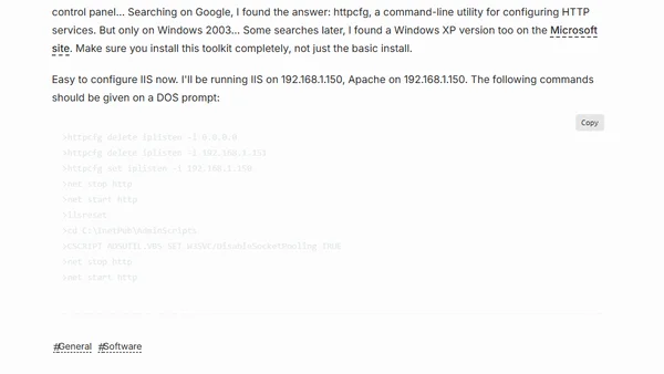 Apache and IIS on same host, port 80, Windows XP