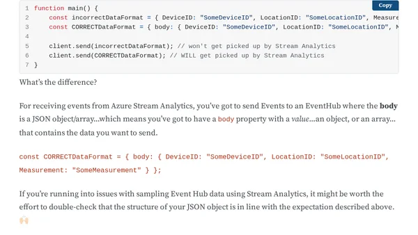 Resolving No Events Found When Sampling Data with Azure Stream Analytics