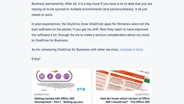 Improvements for Microsoft OneDrive for Business