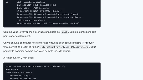 Installer une IP failover sur Linux