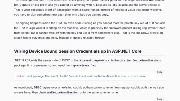 Device Bound Session Credentials in ASP.NET Core