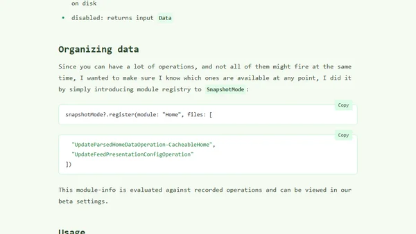 Straighforward Data Snapshots