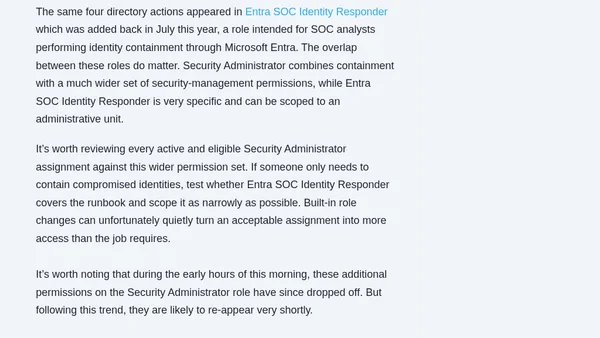 Microsoft adds user actions to the Security Administrator role