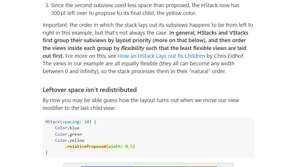How the relative size modifier interacts with stack views