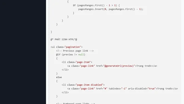 (ASP.NET Razor) Tạo partial phân trang HTML BootStrap trong ASP.NET truy vấn phân trang  LINQ
