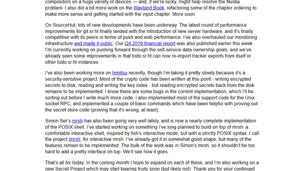 Status update, January 2020