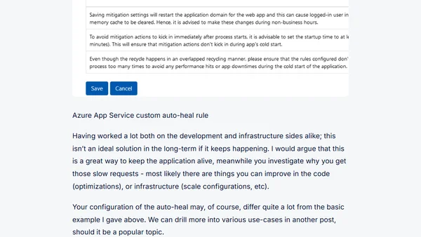 Azure App Service tips: Increase reliability with the Auto-Healing features
