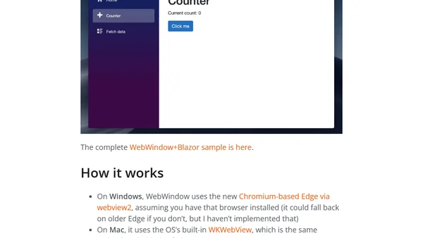 Meet WebWindow, a cross-platform webview library for .NET Core