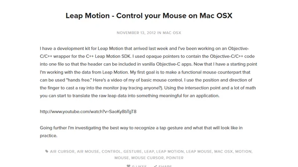 Leap Motion - Control your Mouse on Mac OSX