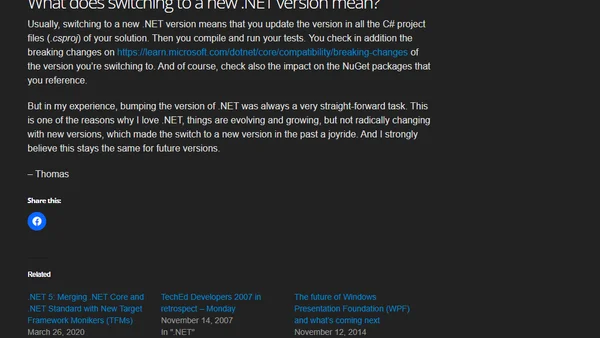 The Support Length for .NET LTS and STS versions
