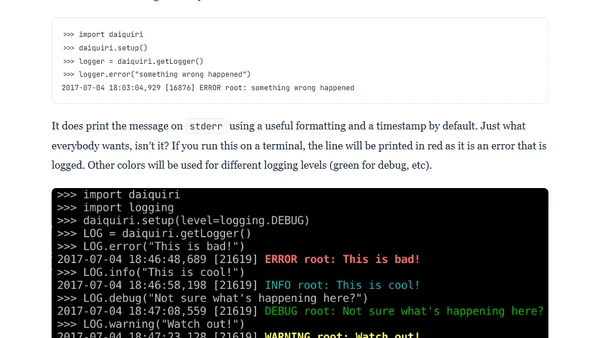 Easy Python logging with daiquiri