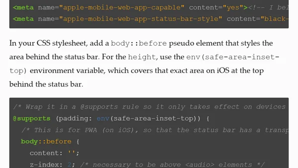 📄 How to create a blurry status bar for PWAs on iOS