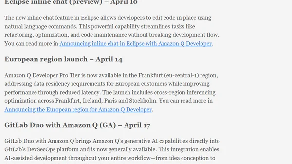 April 2025: A month of innovation for Amazon Q Developer