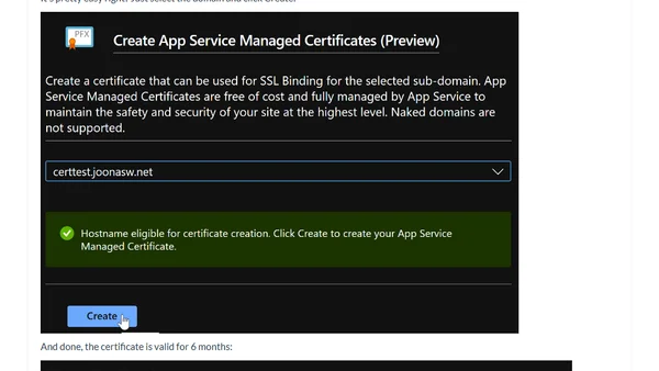 Setting up a free HTTPS certificate in Azure App Service