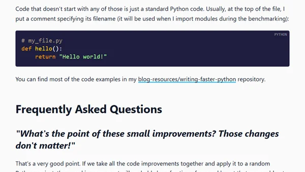 Writing Faster Python - Introduction