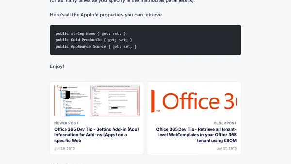 Office 365 Dev Tip - Getting all Apps from your Tenant App Catalog using the Office 365 (CSOM) API