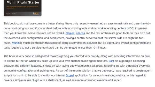 Book review: Instant Munin Plugin Starter