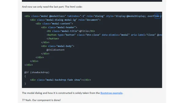 Modal Dialog component with Bootstrap in Blazor