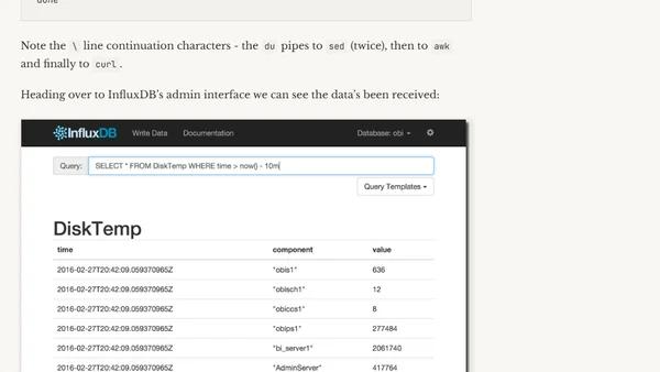 Streaming data to InfluxDB from any bash command
