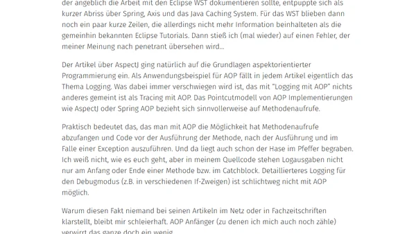 AOP Logging ist kein Logging - oder wie IT Zeitschriften erheblich nachlassen...