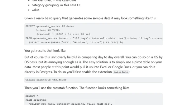 Pivoting in Postgres