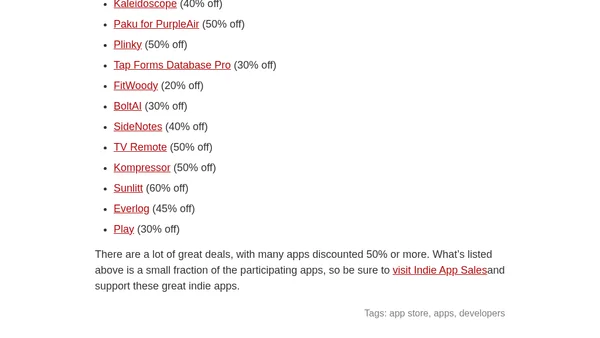 Indie App Sales Event Begins Today with Over 200 Apps