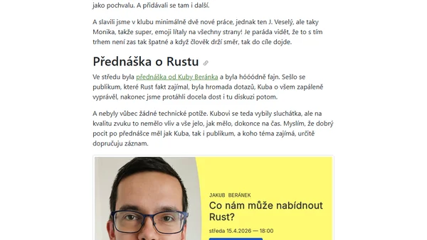 Týdenní poznámky: Vylepšování homepage