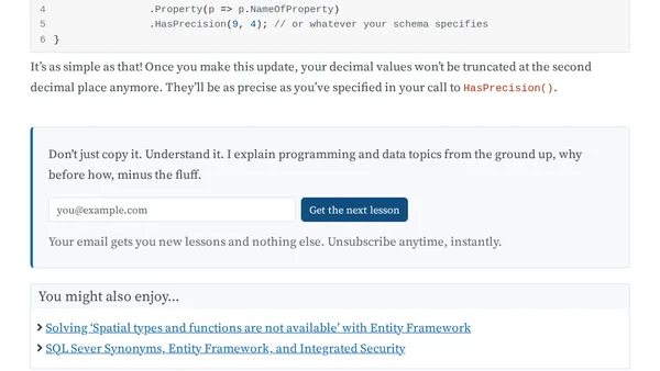 Entity Framework Tip – Specifying Decimal Precision