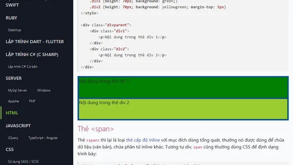 Thẻ <div> và <span> trong HTML