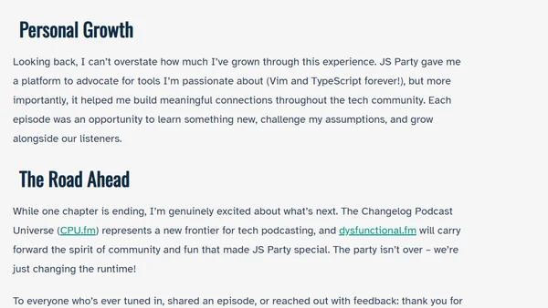 Seven Years of JS Party: A Personal Reflection