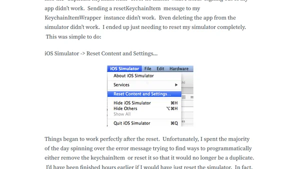 iOS KeychainItemWrapper – Obstacles Overcome, Inconsistencies Resolved