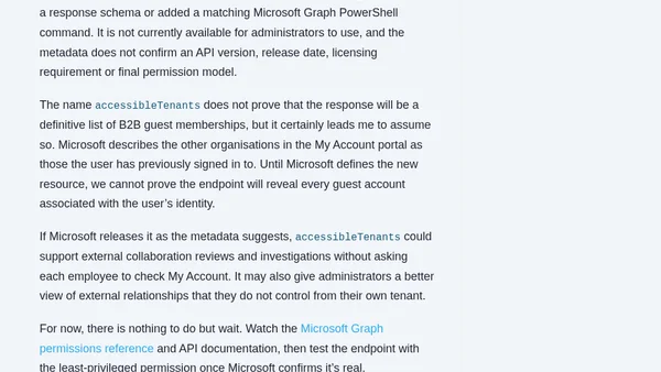 Microsoft Graph hints at external tenant reporting