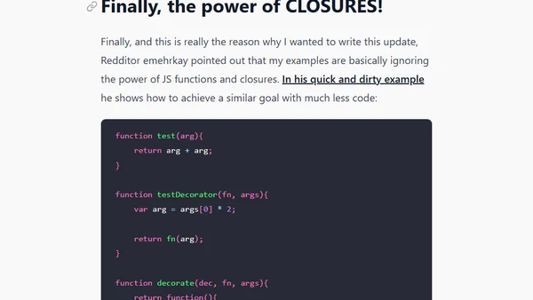 JavaScript Design Patterns: Decorator Update