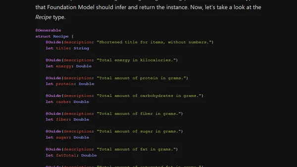 Building AI features using Foundation Models. Structured Content.