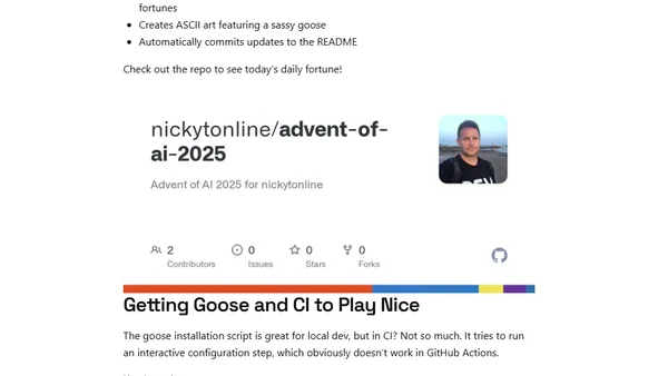 Advent of AI 2025 - Day 1: Getting Goose to Generate Daily Fortunes in CI