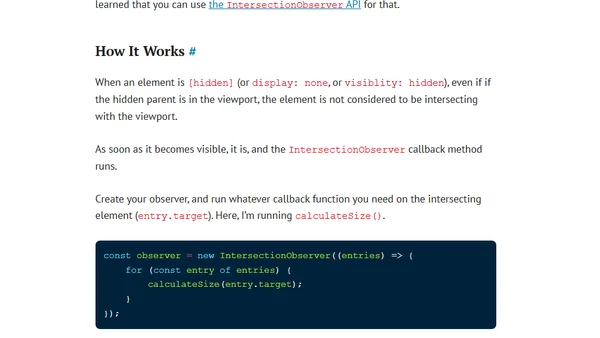 How to detect when an element's visibility changes with JavaScript