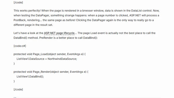 ASP.NET DataPager not paging after first PostBack?
