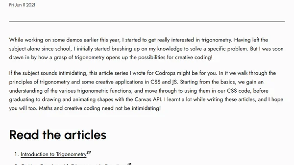 Trigonometry in CSS and JS: A Series