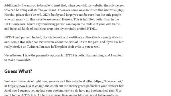 HTTPS All The Things (Especially This Thing)