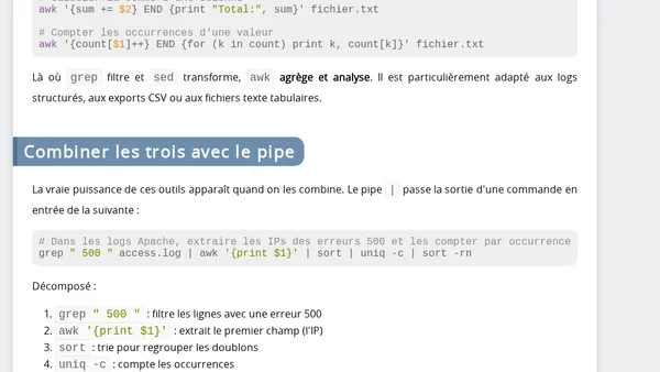 sed, awk, grep  trio infernal ou trio indispensable ?