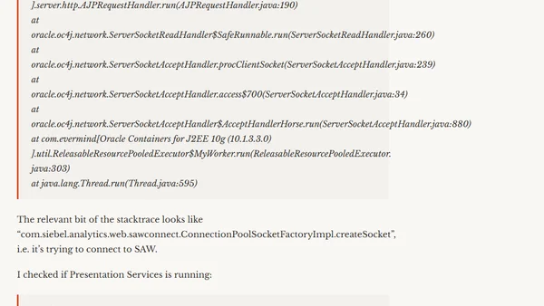 sawserver won't start (analytics: Servlet error java.net.ConnectException: Connection refused (errno:239))